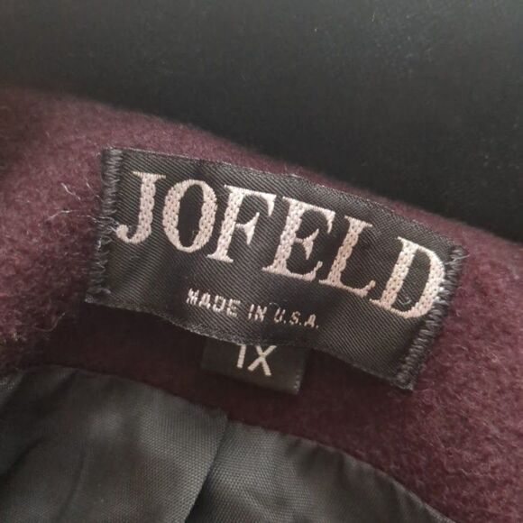 Vintage 1970s Jofeld Wool Coat Plum Swing Velvet Trim Winter Plus Size 1X - Picture 8 of 15